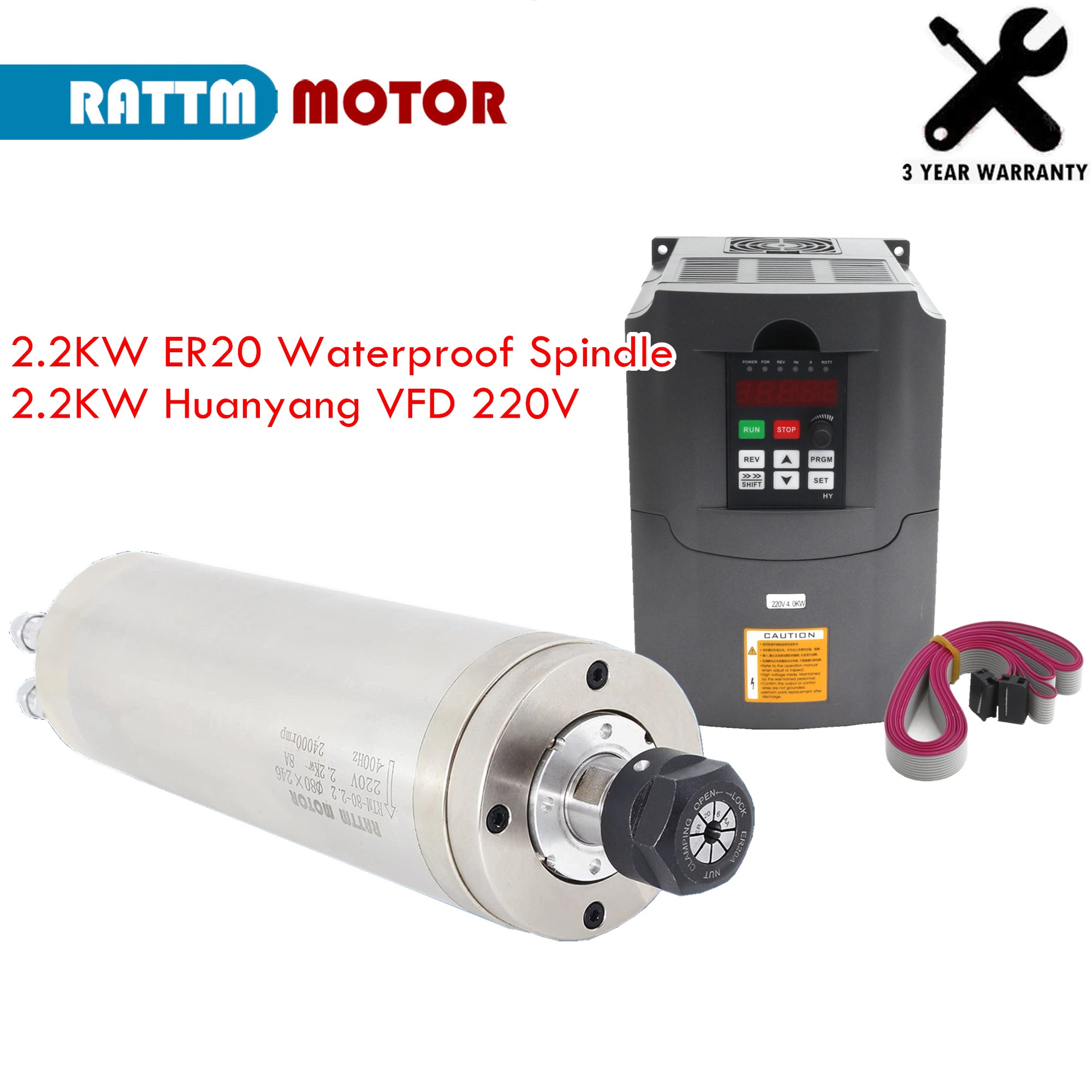 Waterproof Water Cooled CNC sp - 2.2Kw Water Cooled Spindle Kit Vfd ulasan dan harga